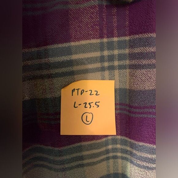 VTG Hooded Flannel Jacket Plaid Lightweight Multi color Size L Red Brown Yellow - Picture 7 of 7